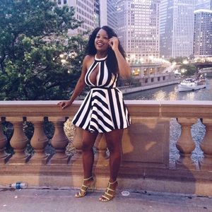 Black & White Striped Skater Dress